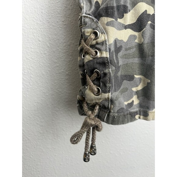 VTG Desigual Camo Cargo Pants 42 Boho Embellished Lace-Up Gorpcore Military Y2K - Picture 5 of 12